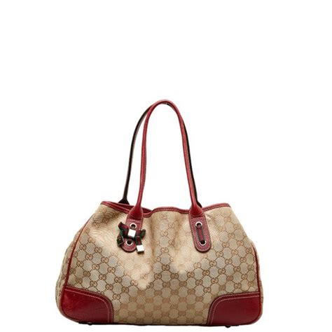 Gucci GG Canvas Princey Ribbon Shoulder Bag Tote 163805